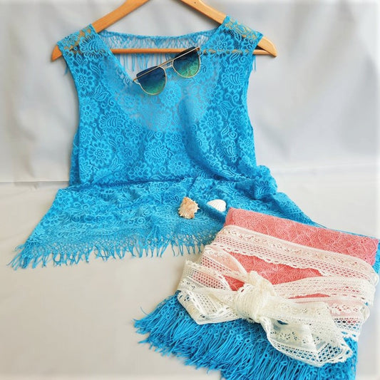 9 Meter - Beach Box | Neon | Blue Fringe Top