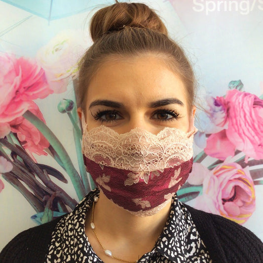 Mask | Winded Leaves | Pink Rose | 2-Layers | One Size