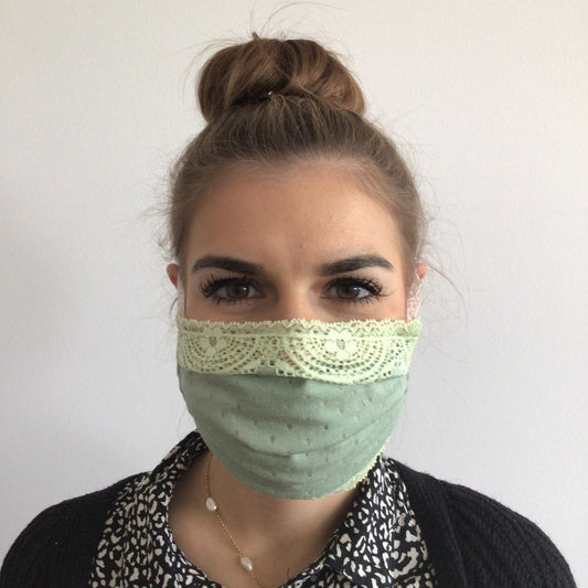 Mask | Bordered Field | Mint Greens | 2-Layers | One Size