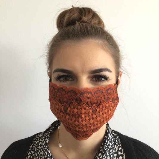 Mask | Checkered Wavy | Orange | 2-Layers | One Size