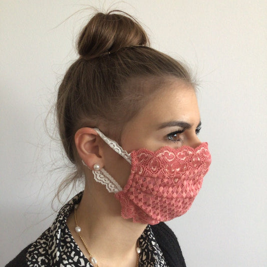 Mask | Checkered Wavy | Apricot | 2-Layers | One Size