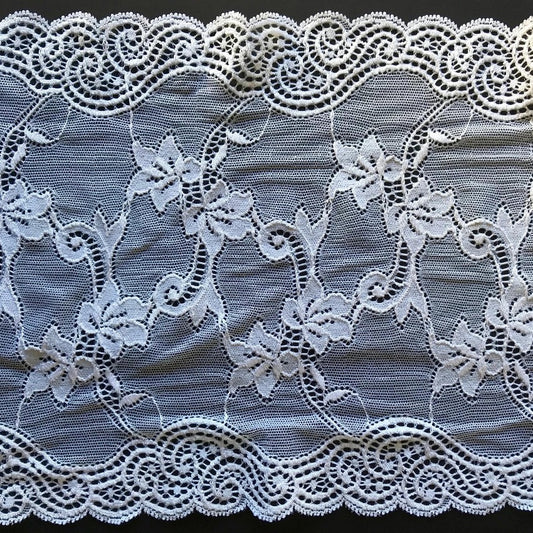 Width 16-18 cm, TYPE : Elastic, Spitze, COLOR : White / Weiß