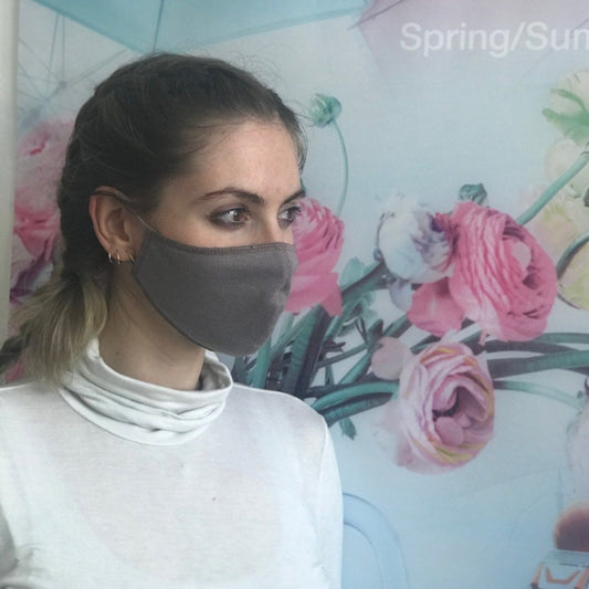 Maske | Oval | Grey | S-M | 2-Layers | Soft Baumwolle