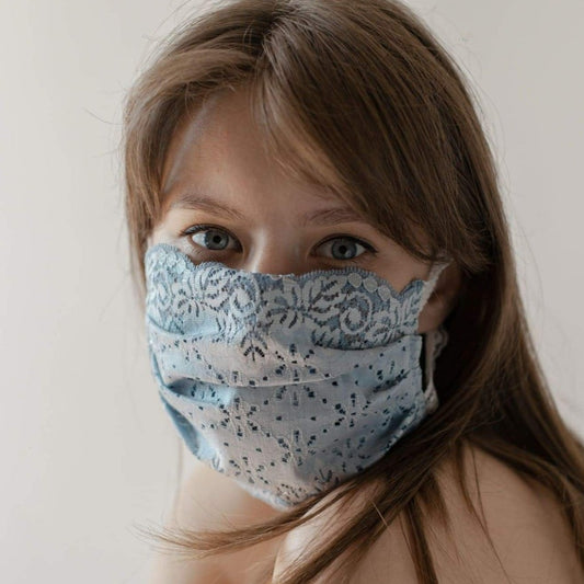 Mask | Flowery Field | Steel Blue | 2-Layers | One Size