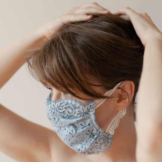 Mask | Flowery Field | Steel Blue | 2-Layers | One Size