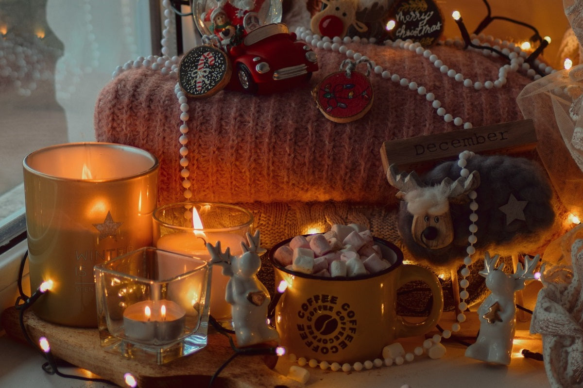 Picture showing lights and christmas decoration left