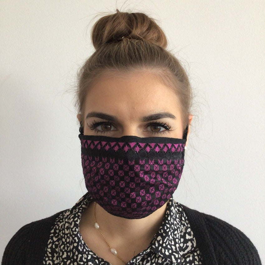 Mask | Checkered | Black Pink | 2-Layers | One Size