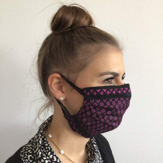 Mask | Checkered | Black Pink | 2-Layers | One Size