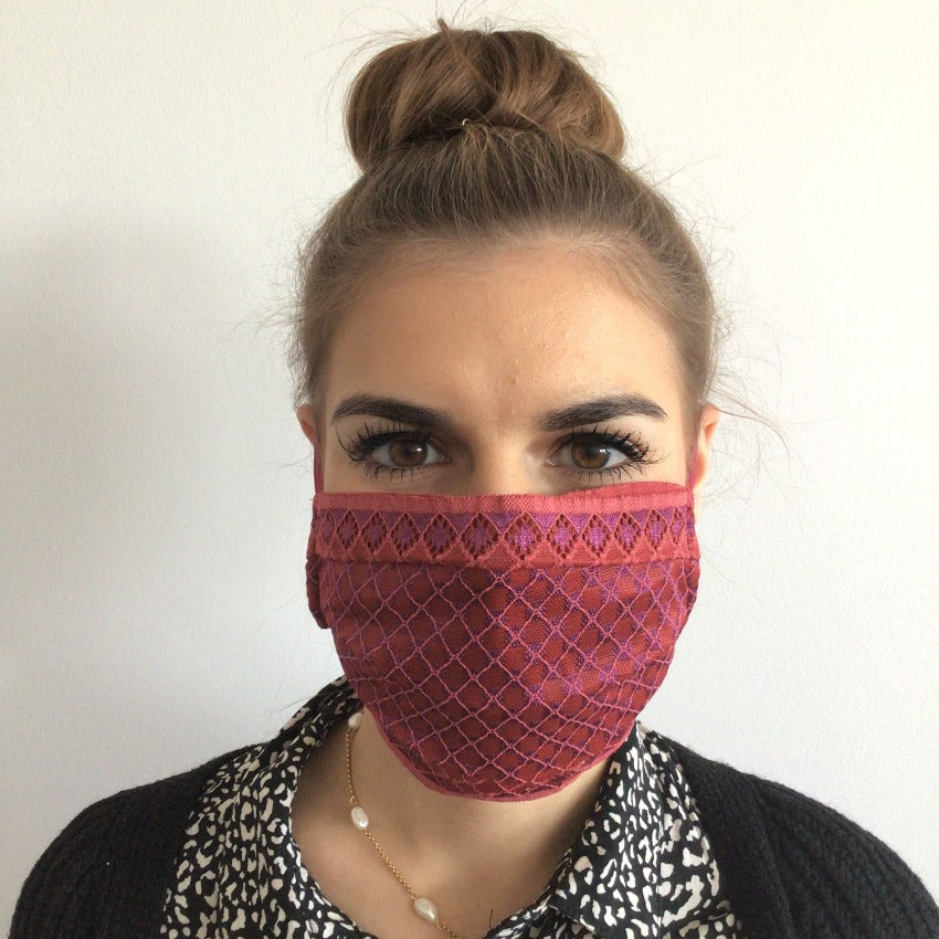 Mask | Checkered | Red Purple | 2-Layers | One Size