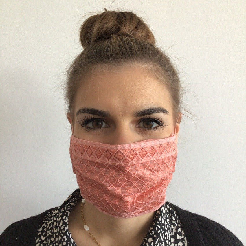 Mask | Checkered | Lachs | 2-Layers | One Size