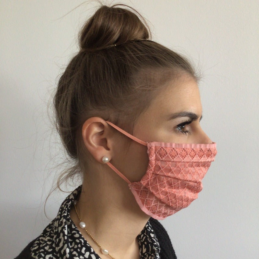 Mask | Checkered | Lachs | 2-Layers | One Size