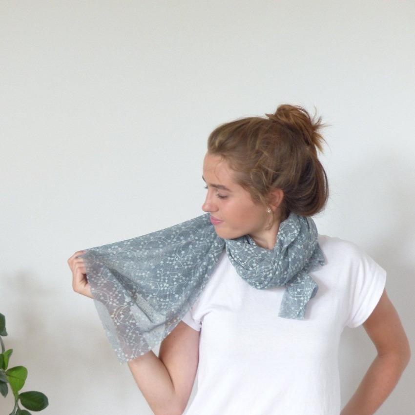 Scarf | Geometric Leaves | Monument & Sky Mint | One Size