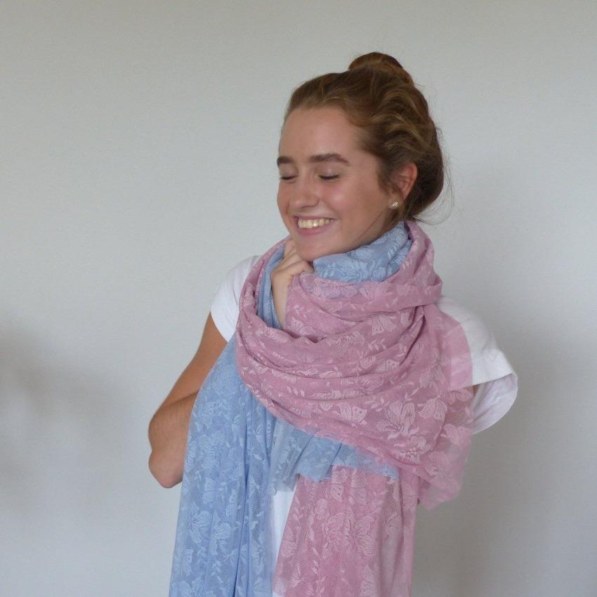 Scarf | Flowers and Butterflies | Tea Rose | One Size
