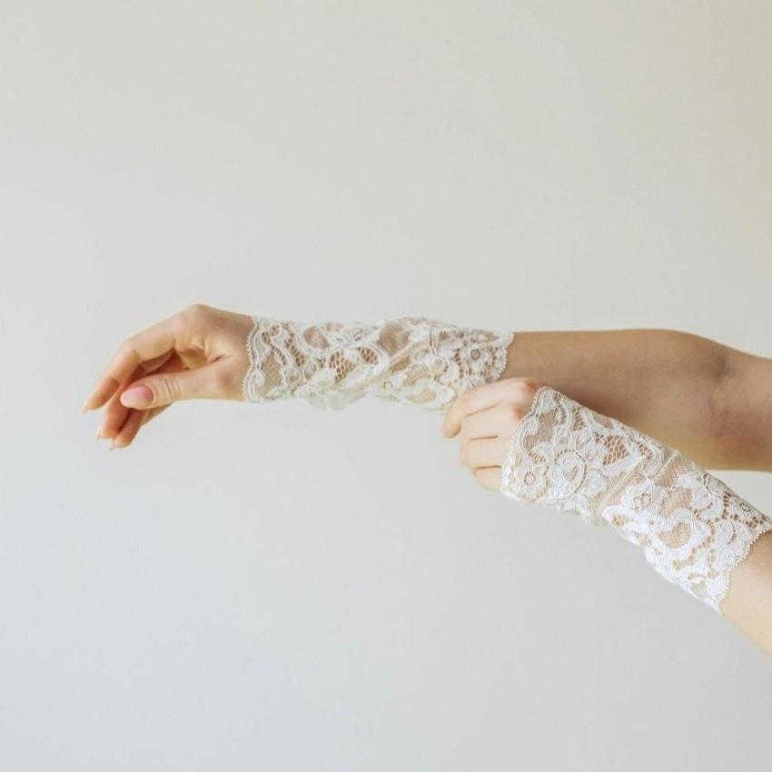 Handschuhe | Baumwolle | Reizende Blumen | Creme | One Size