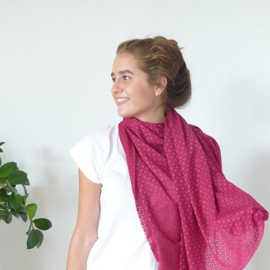 Scarf | Spotty Grid | Red Plum | One Size