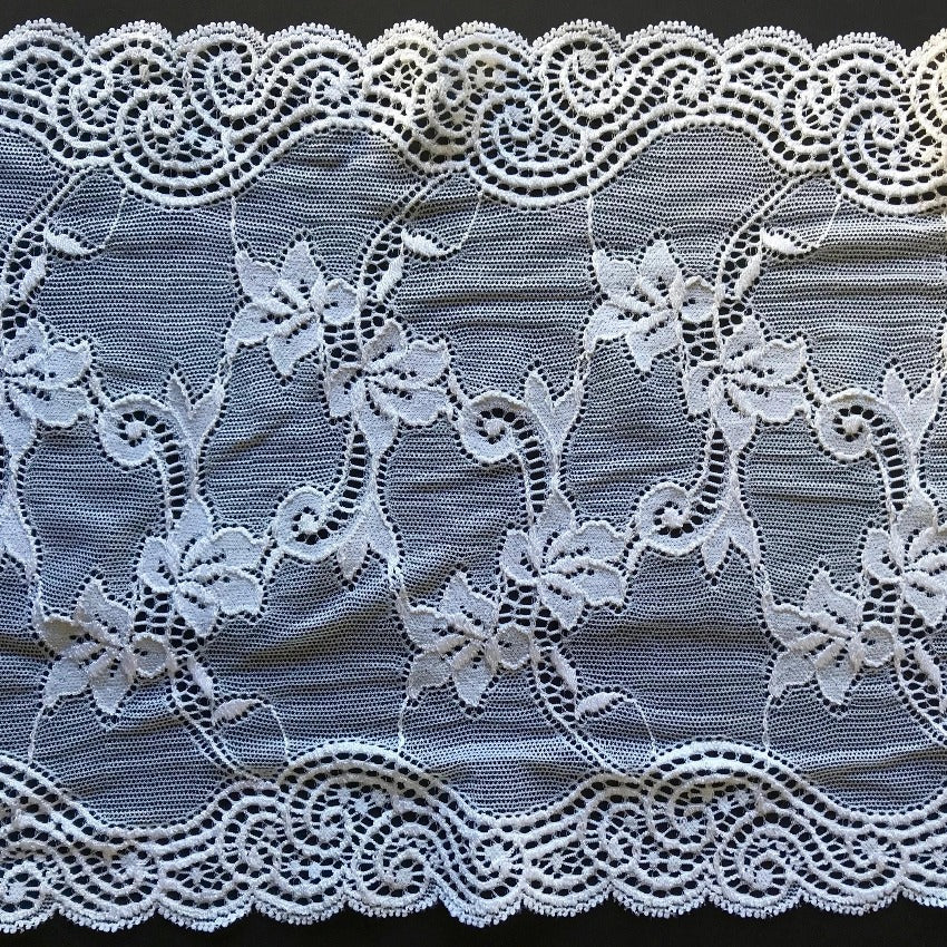 Width 16-18 cm, TYPE : Elastic, Spitze, COLOR : White / Weiß
