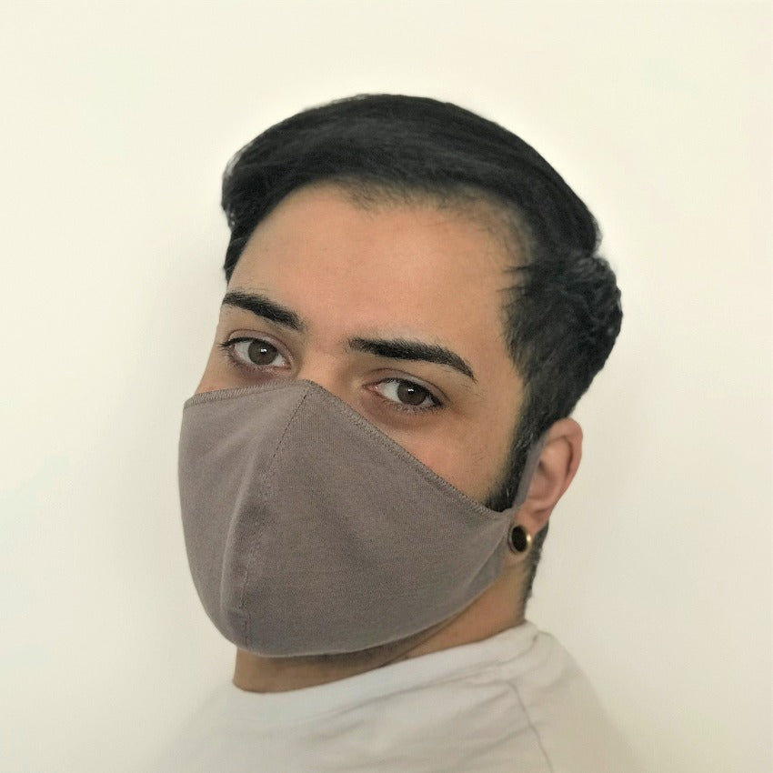Maske | Oval | Grau | SM | 2-Schichten | Weiche Baumwolle