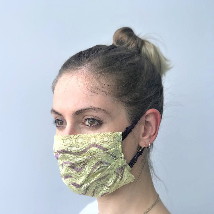 Mask | Waves | Gelb Lila | 2-Layers | One Size