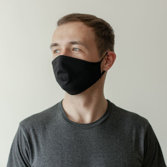 Maske | Oval | Schwarz | SM | 2-Schichten | Weiche Baumwolle