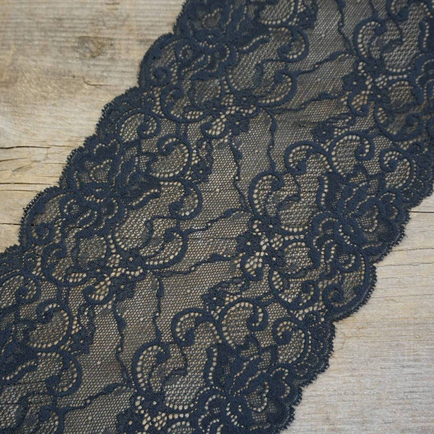 Width 16-18 cm, TYPE : Elastic, Spitze, COLOR : Black / Schwarz