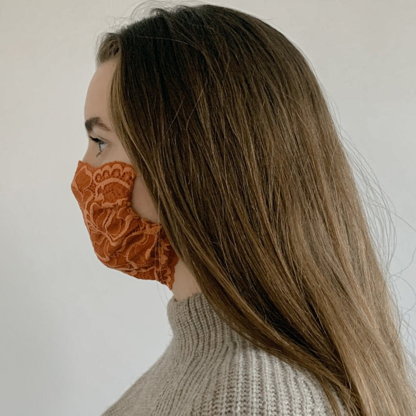 Maske | Tulpen | Orange | 2-Schichten | Einheitsgröße