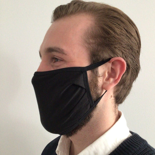 Mask | Wide | Black | 1-Layer for Summer | Airy Cotton